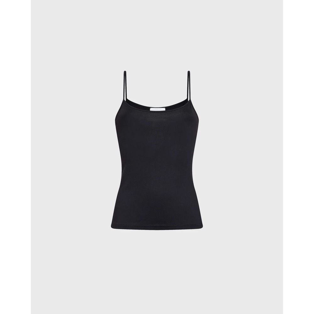 Anne Fontaine Cintia Camisole Black Tactel Knit Tank Top With Spaghetti Straps